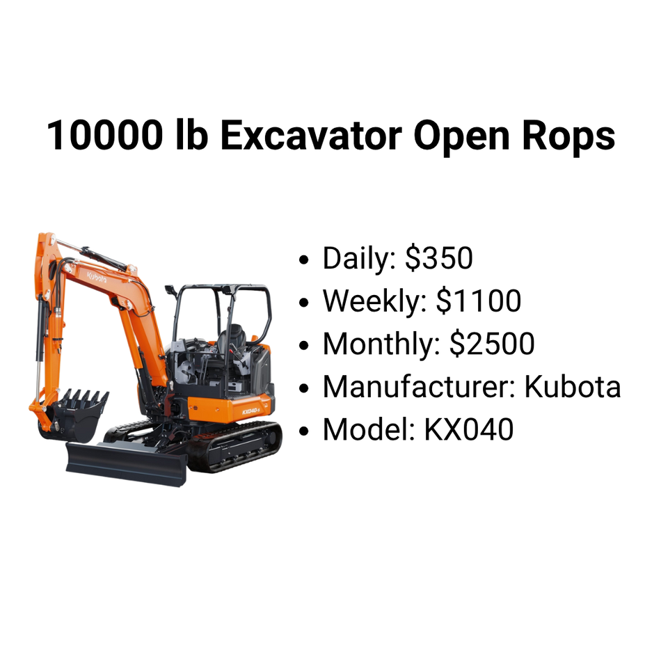 10,000 lb Excavator Open Rops