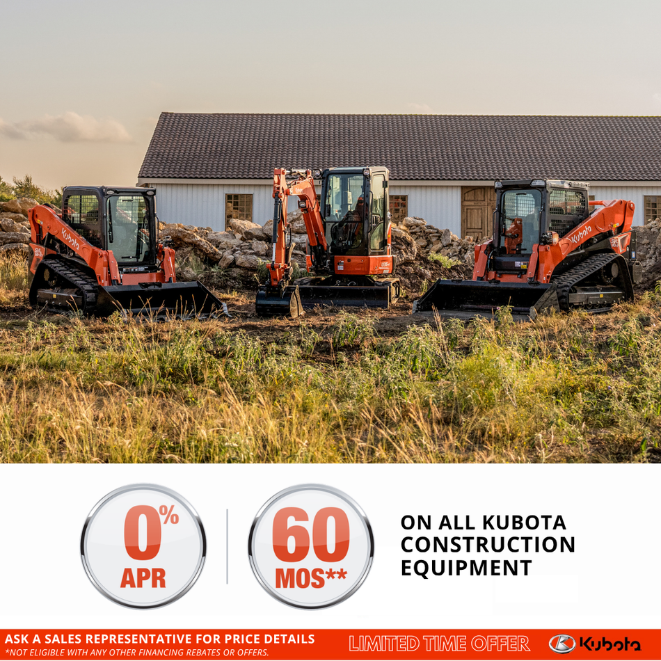 0% APR FOR UP TO 60 MONTHS ON ALL CONSTRUCTION EQUIPMENT