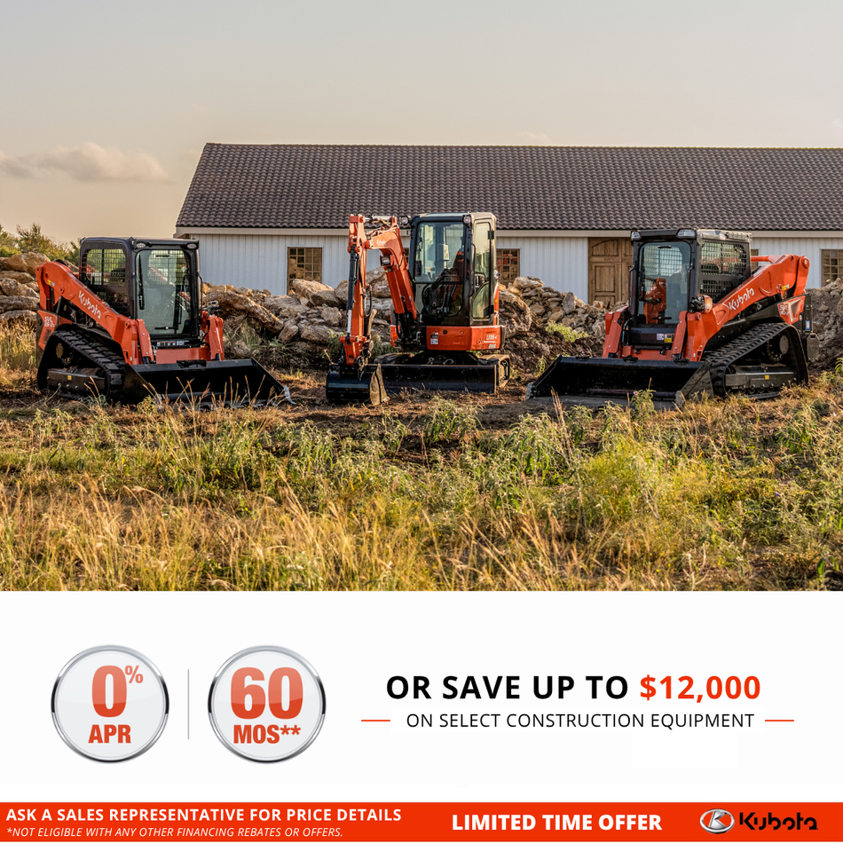 0% APR FOR UP TO 60 MONTHS ON SELECT CONSTRUCTION EQUIPMENT