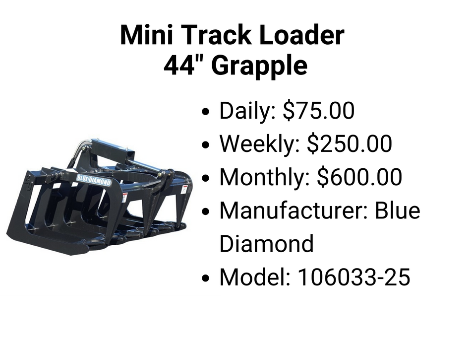 Mini Track Loader 44" Grapple