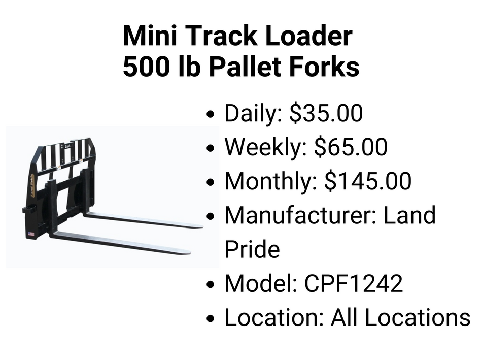 Mini Track Loader 500 lb Pallet Forks