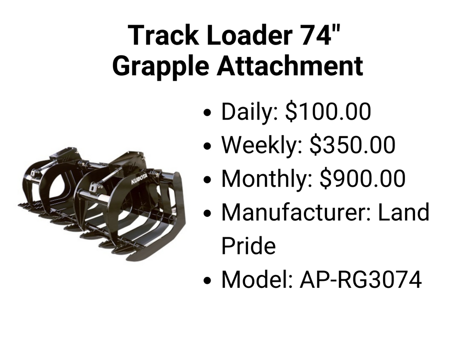 Track Loader 74" Grapple Attachment