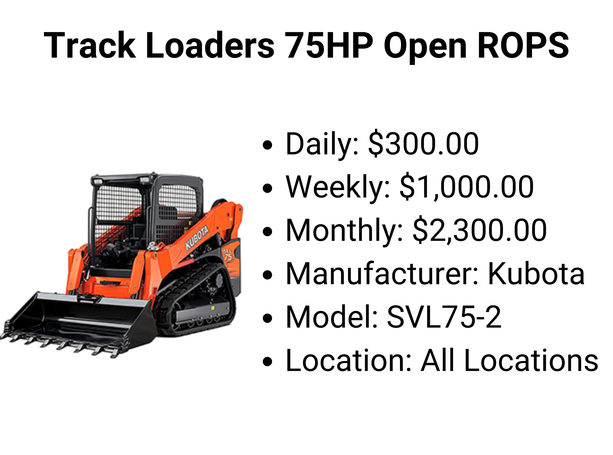 Track Loaders 75HP Open ROPS | Krebs Kubota