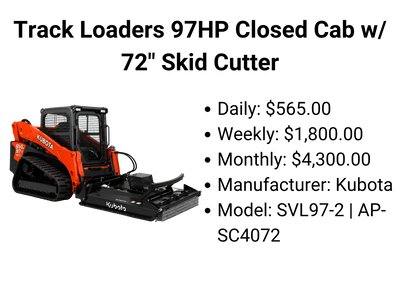 Track Loaders 97HP Closed Cab w/ 72" Skid Cutter